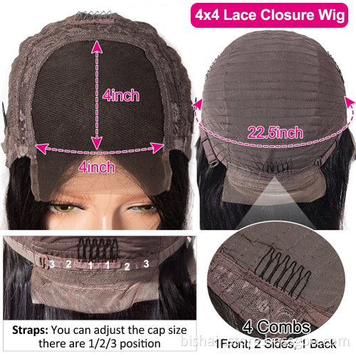 kinky curly Front Lace Wig Female 4x4 Lace Closed Curly Real Human Hair Wig 10A 150% Density Brazilian Hair Wig